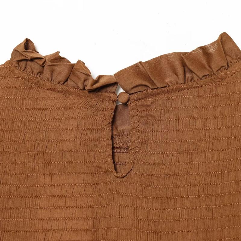 Aria Muse 2026 new women's fashion commuting style slim fit version with ruffle collar long sleeved shirt and pleated top