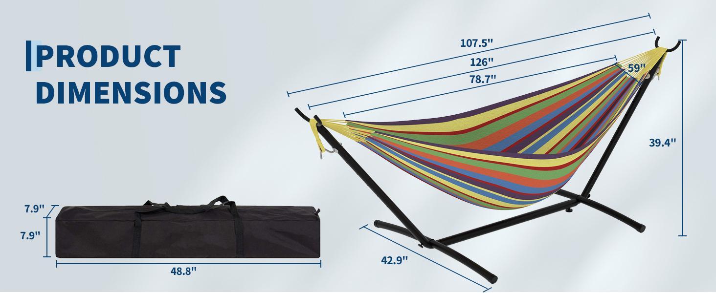 2 Person Double Hammocks with Stand for Outside, Hammocks Portable Space Saving Heavy-Duty Steel Stand for Indoor Outdoor Patio with Carrying Bag, 450 lbs Capacity 2 Person Double Hammocks with Stand for Outside, Hammocks Portable Space Saving Heavy-Duty Steel Stand for Indoor Outdoor Patio with Carrying Bag, 450 lbs Capacity