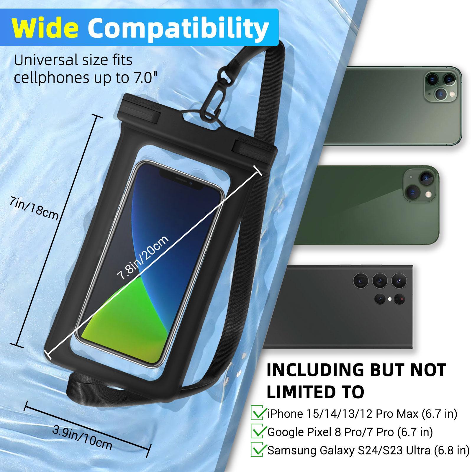 Waterproof Phone Pouch, 2 Counts Clear Waterproof Cell Phone Case with Lanyard for iPhone 15/14/13 Pro Max/Plus and Galaxy S22/S23, Fits Phones up to 7 Inches, Essential Waterproof Dry Bags for Outdoor Beach Swimming Diving, Boating Accessories Waterproof Phone Pouch, 2 Counts Clear Waterproof Cell Phone Case with Lanyard for iPhone 15/14/13 Pro Max/Plus and Galaxy S22/S23, Fits Phones up to 7 Inches, Essential Waterproof Dry Bags for Outdoor Beach Swimming Diving, Boating Accessories