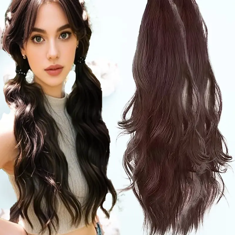 【Black Friday】KAIRIYA 18-Inch Natural Wavy Ponytail Extension with Elastic Hair Tie, Soft Synthetic Hairpieces for Women, Ideal for Daily Use
