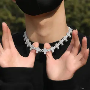 Fashion creative copper inlaid zircon infinity cross necklace unisex hip-hop collarbone chain pure silver crystal cross bracelet suitable for both men and women hip-hop rap singer jewellery gift