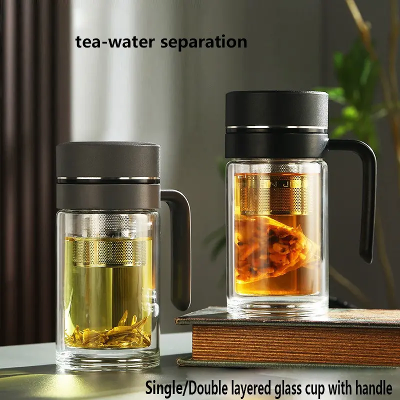 Thick Heat-Resistant Glass Cup with Handle, Single/layered Design, Ideal for Car, Outdoor, Home, Office, Hot Water, Milk, Beverages, Beer, Coffee