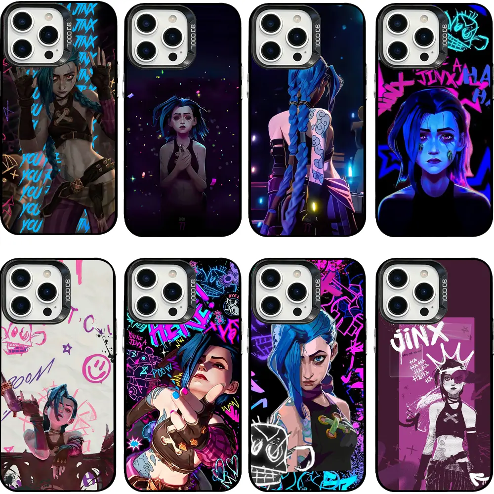 Arcane Jinx Full Print Smartphone Casing - Shiny Metallic Hard Cover for iPhone 17 ProMax Air, 16 Pro, 15, 14 Plus, 13, 12 & Samsung S23-S26, Handheld Cellphone Devices Gift for League Fans, Accessories