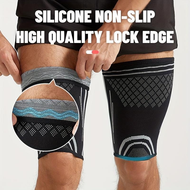 1pc Thigh& Hamstring Compression Sleeves with Non-Slip Straps for Running & Sports,Pull-On Design for Men & Women,Ergonomic Fit for Running, Sports,Basketball, Soccer, Cycling & Fitness,High Support Brace, Workout Accessories,Sports Compres