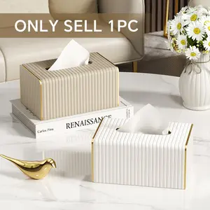 Tissue Box, 1 Count Modern Tissue Holder, Tissue Storage Box, Home Organizer for Living Room, Dining Room, Bedroom, Vanity, Coffee Table, Toilet Paper Holder