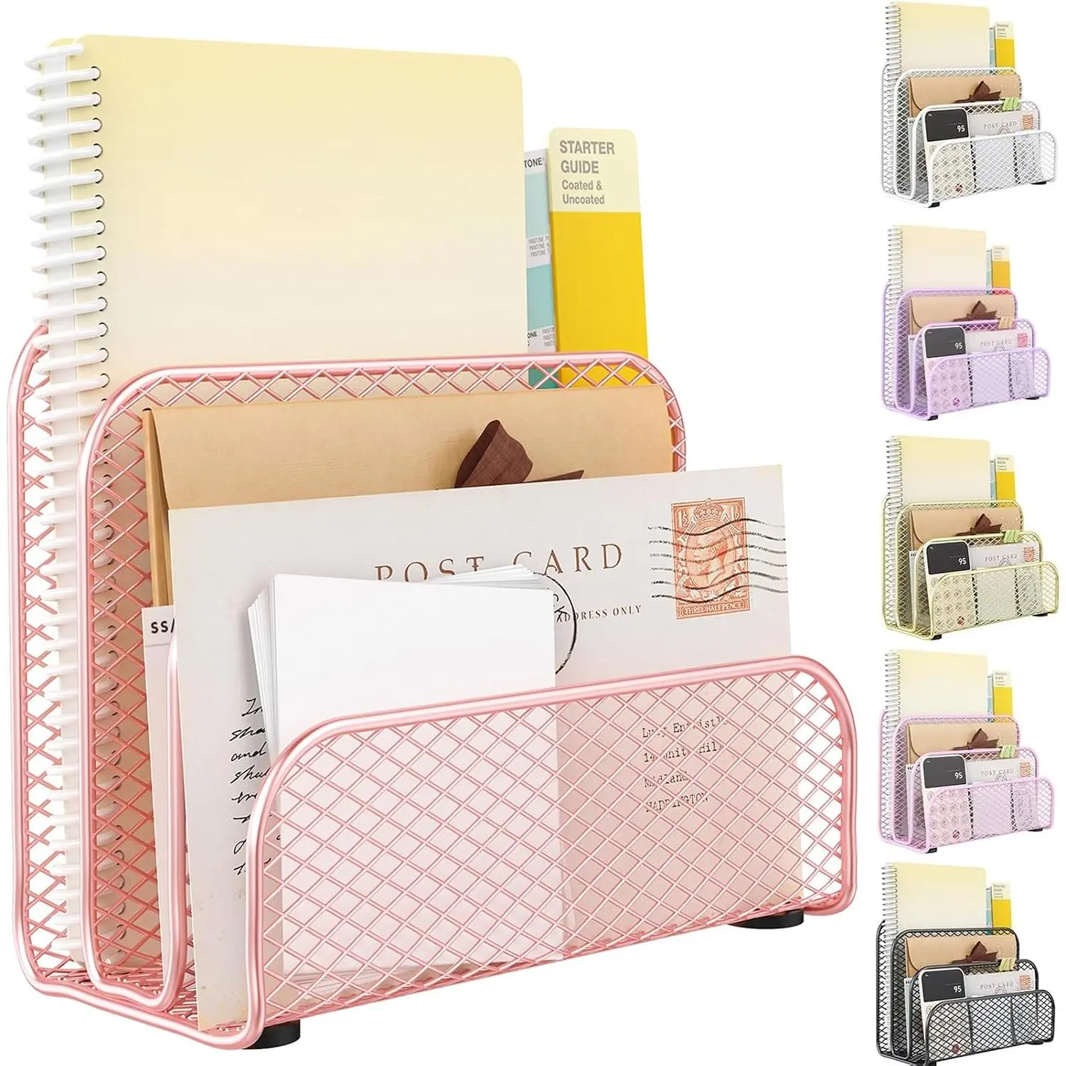 Mail Organizer Countertop | Mail Sorter with 3-Slot Mail Holder Letter Holder for Desk Bill Organizer for Office Receipts and Letter Storage(Rose )