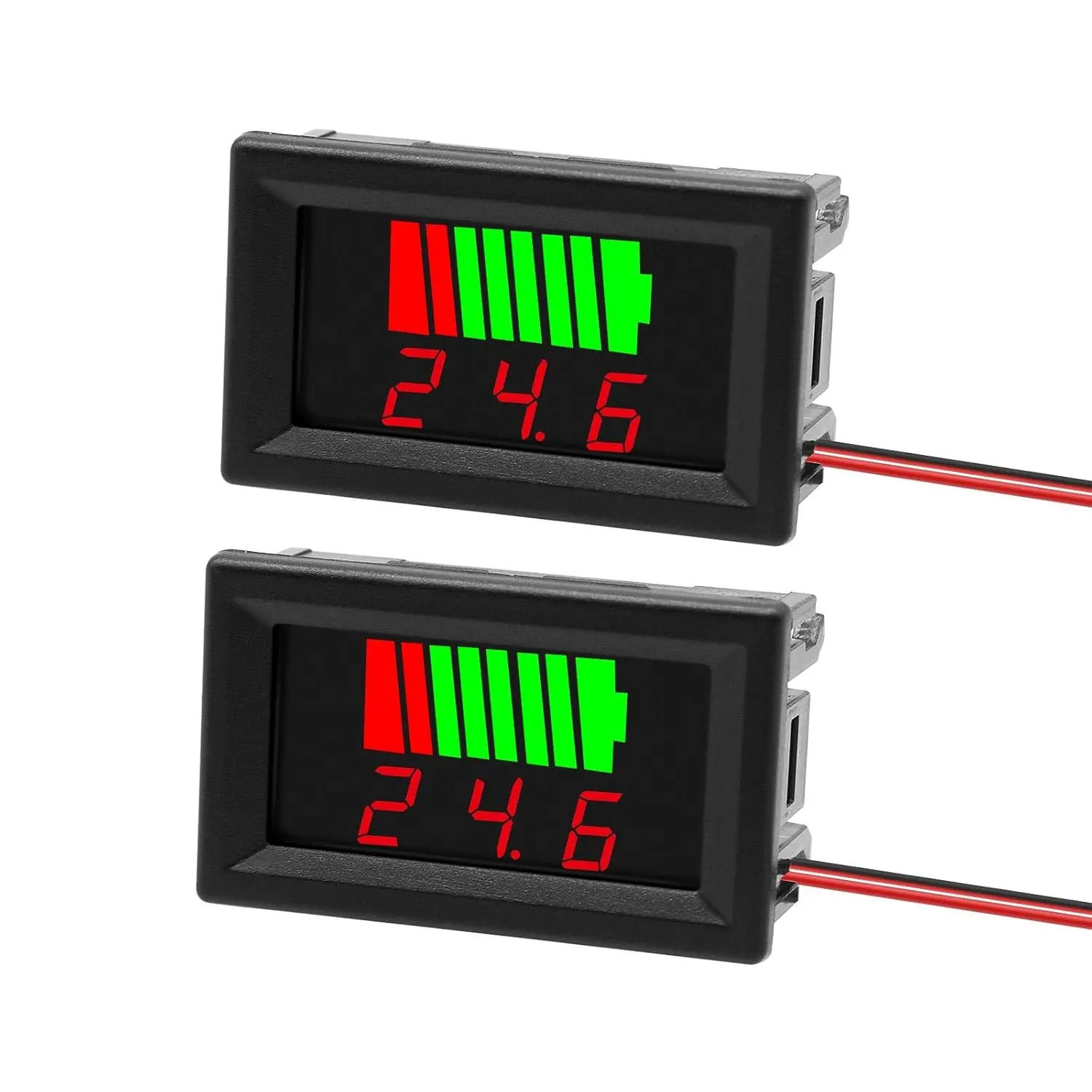 2Pack DC 12V, 24V, 36V, 48V, 60V    Meter 2 in 1  Capacity &   Red Display   Reader