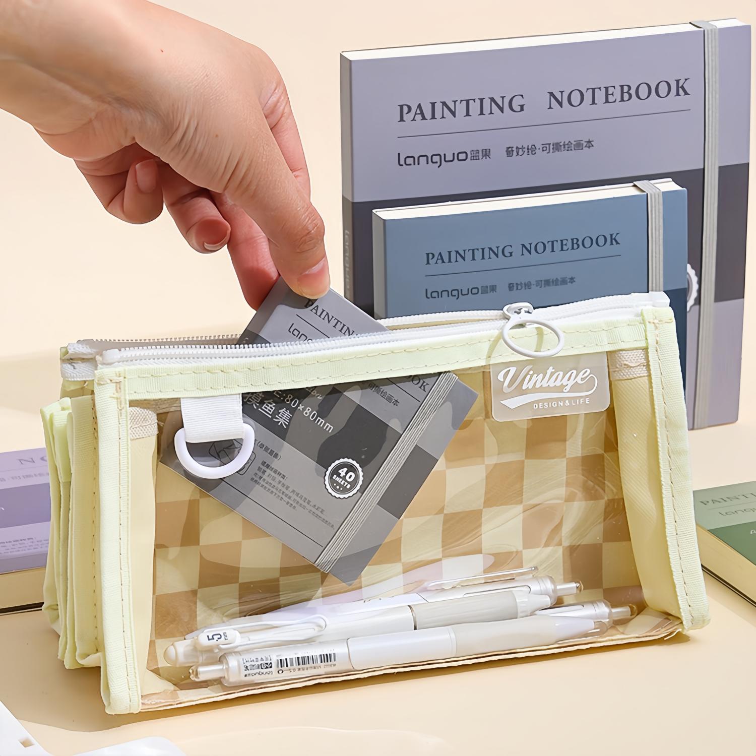 Painting Notebook, 4 Pcs/Set Mini Sketchbook, Travel Journal Pocket Hardcover Painting and Writing Notebook, Blank Diary Memo Planner Drawing Notebook and Scrapbook