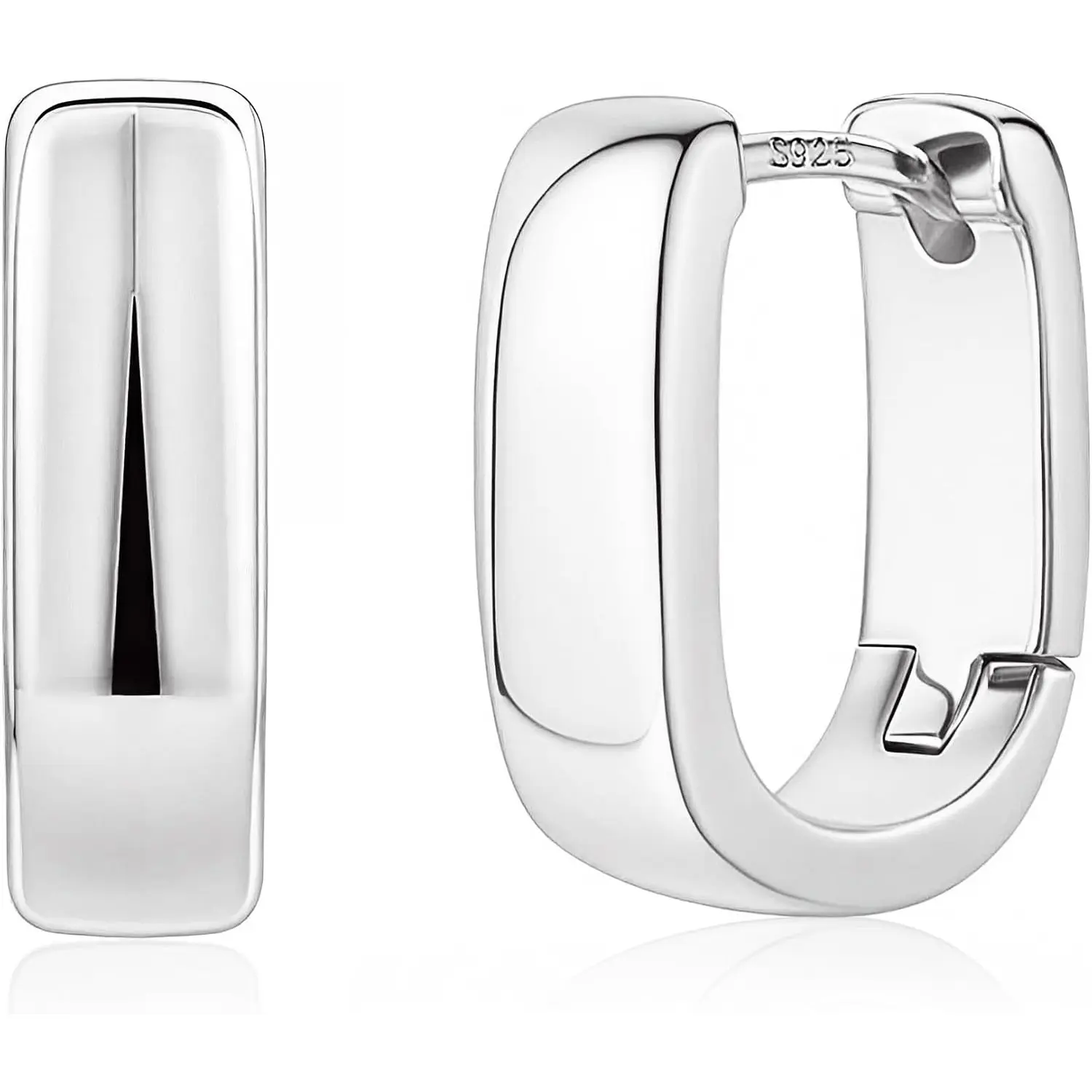 ORAZIO Plated Gold Hoop Earrings for Women, Sterling Silver Hoop Earrings Hypoallergenic Small Thick Huggie Hoops Geometric Earring Minimalist Chunky Silver Earring for Women Girls