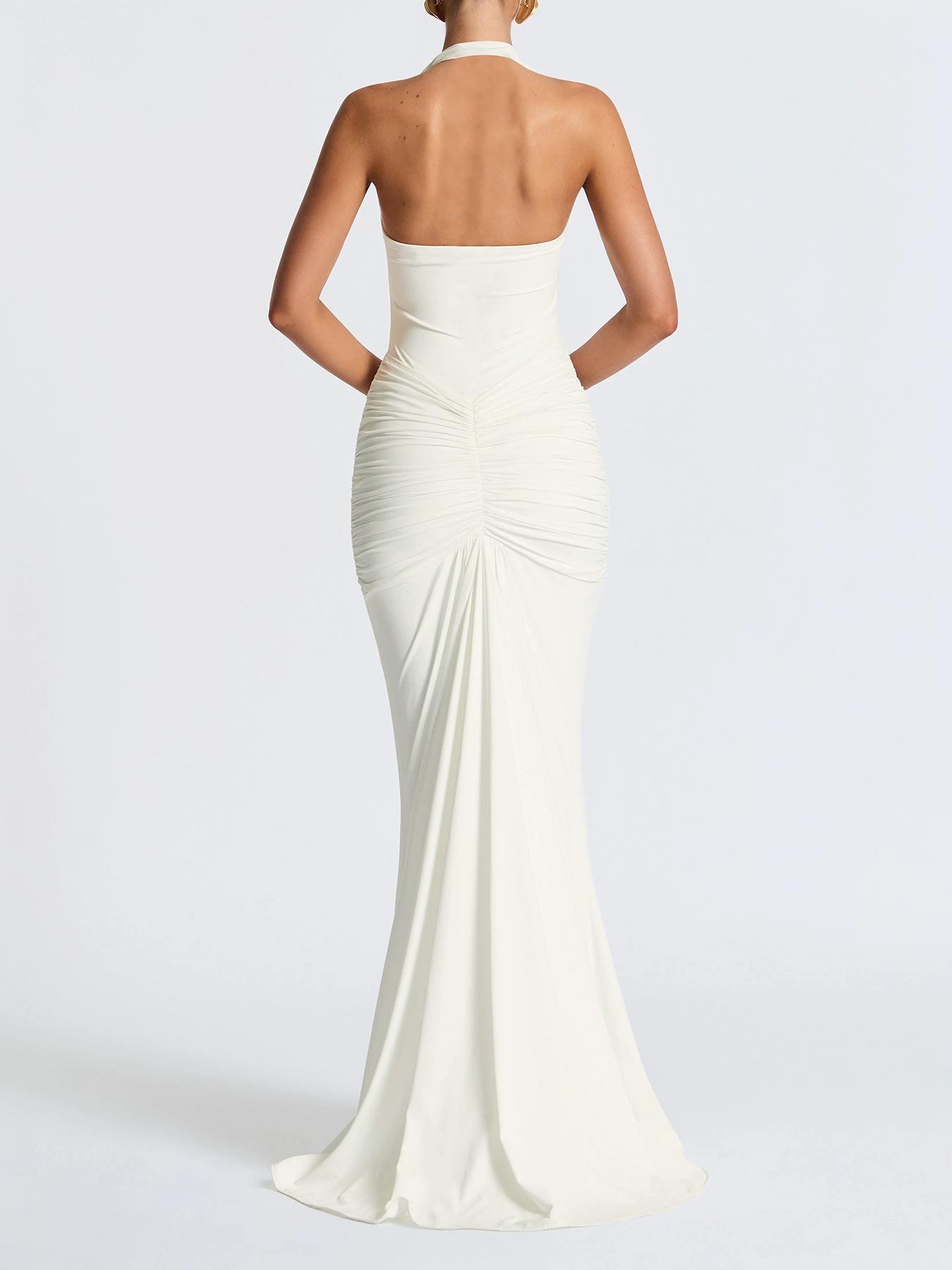 Women's Solid Color Halter Neck  Dress, Elegant Sleeveless Dress for Party Club Dating Wear, Ladies Summer Clothes, Womenswear