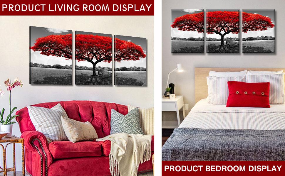 Tree of Life Canvas Wall Art for Living Room 3 Piece Red Tree Pictures for Bedroom Wall Decor Black and White Nature Scenery Painting Prints Modern Home Artwork Framed 12x16 Inch Tree of Life Canvas Wall Art for Living Room 3 Piece Red Tree Pictures for Bedroom Wall Decor Black and White Nature Scenery Painting Prints Modern Home Artwork Framed 12x16 Inch