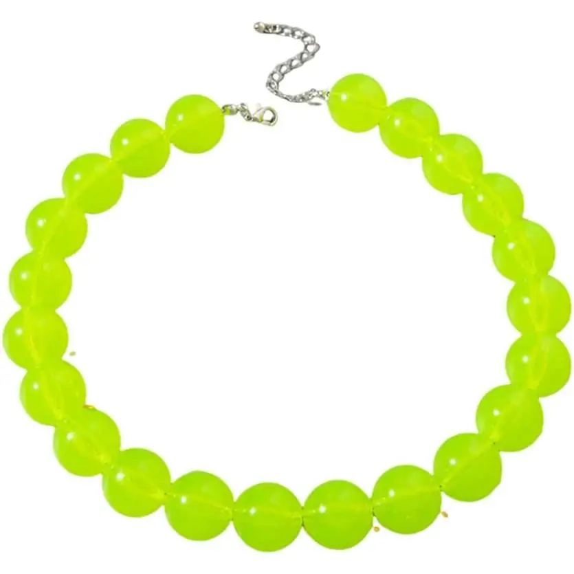 Colorful  Round Beaded Choker Necklace  Adjustable  Chunky Candy Color Beads Necklace Bohemia Geometric Statement for Women Costume Party Summer   Gifts