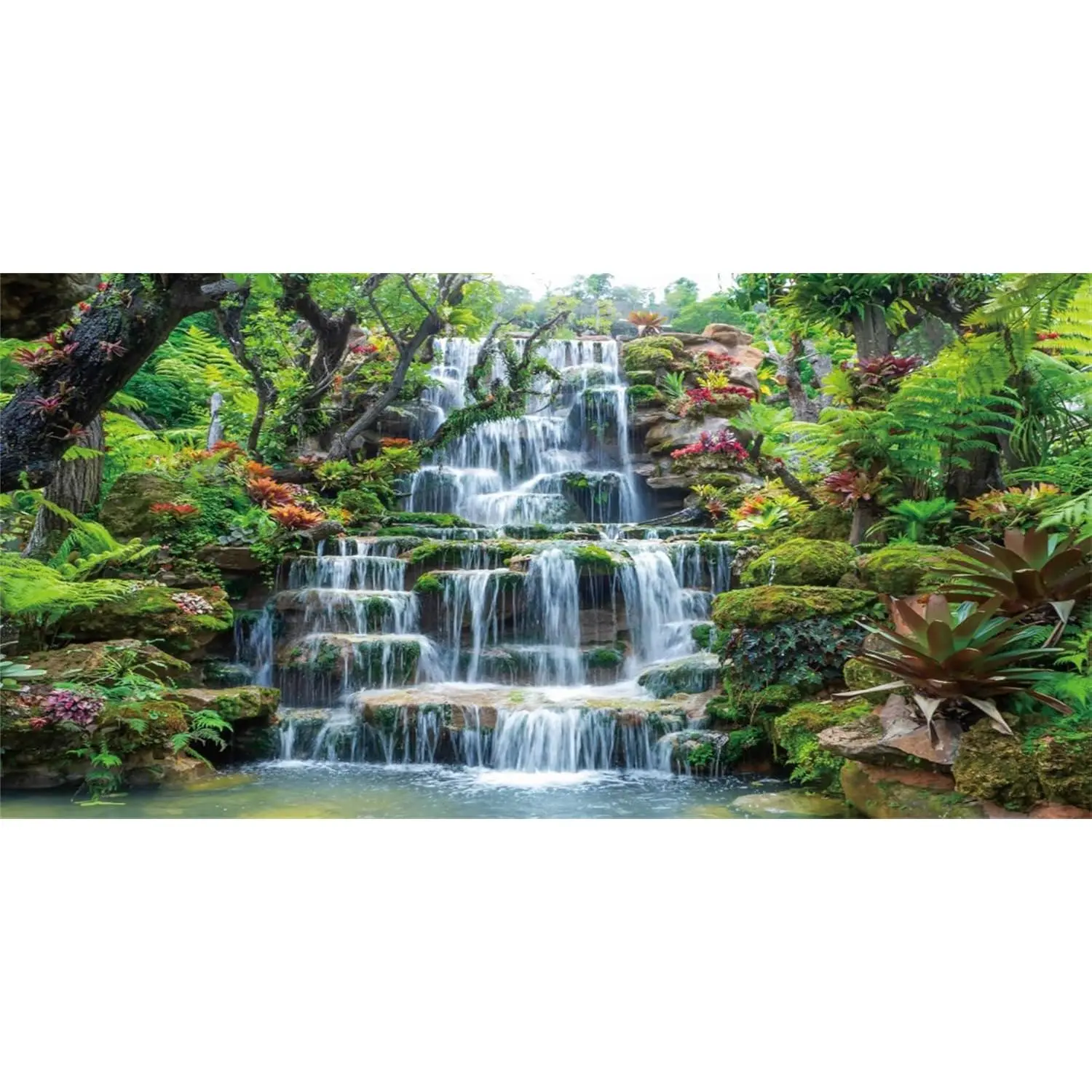 60x24 inches Waterfall Aquarium Background Forest Park Green Tropical  Fish  Background Reptile Habitat Background Vinyl Background
