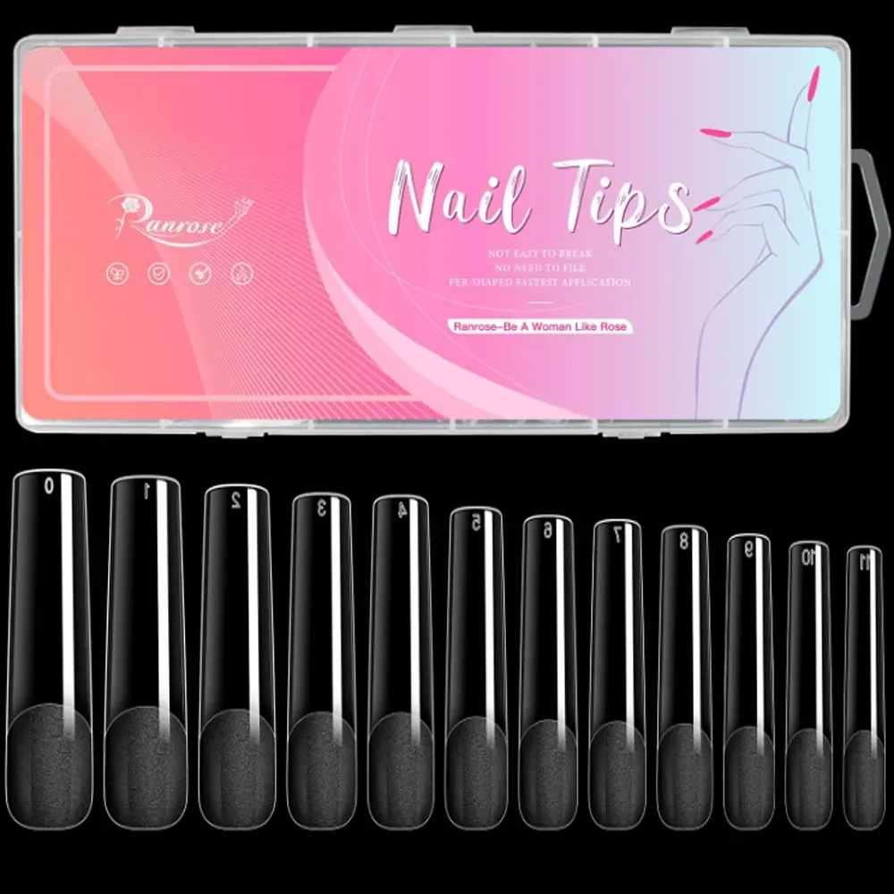 240pcs Coffin Nails, Xxl Extra Long Semi-Matte False Tips, 12 Sizes with C-Curve, Acrylic Extension Nails, Salon & DIY Press-On Nails, Fake Nail, Press On Sets