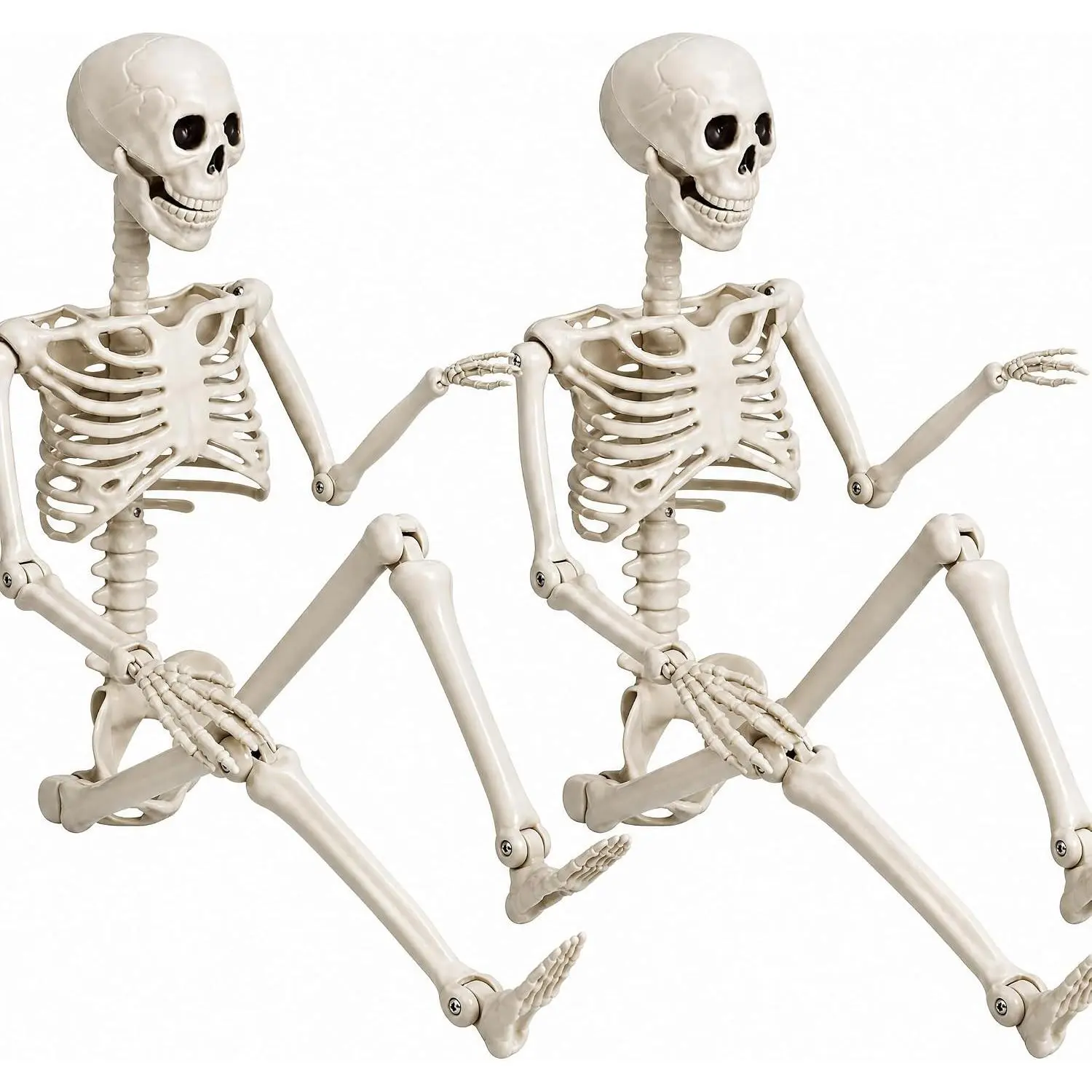 2-Pack 36" Lightweight Posable Human Skeletons with Movable Joints, Full-Body Anatomical Bones, Insert-Friendly Halloween Decor for Outdoor Yard, Gift Option