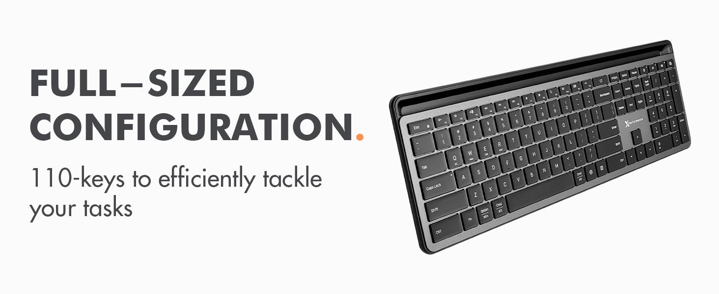 X9 Full Size Bluetooth Keyboard (2.4G + BT) - Rechargeable Multi Device Backlit Wireless Keyboard w/Copilot Key and AI for iPhone, Tablet, PC, Mac, iPad, MacBook, iMac, iOS, Android - Gray X9 Full Size Bluetooth Keyboard (2.4G + BT) - Rechargeable Multi Device Backlit Wireless Keyboard w/Copilot Key and AI for iPhone, Tablet, PC, Mac, iPad, MacBook, iMac, iOS, Android - Gray