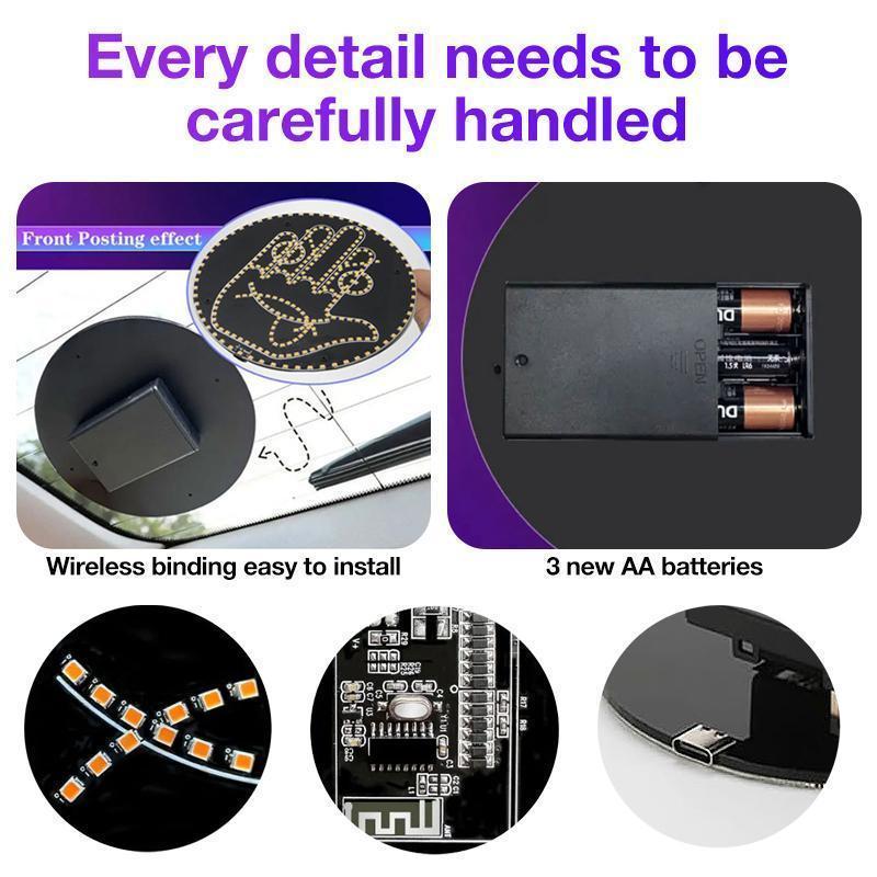 Safe Flip Light for Tailgaters Remote Controlled Super Bright 8 Gesture Car Backlight Board Multiple Modes 2025 Edition with Remote Control interior  glow