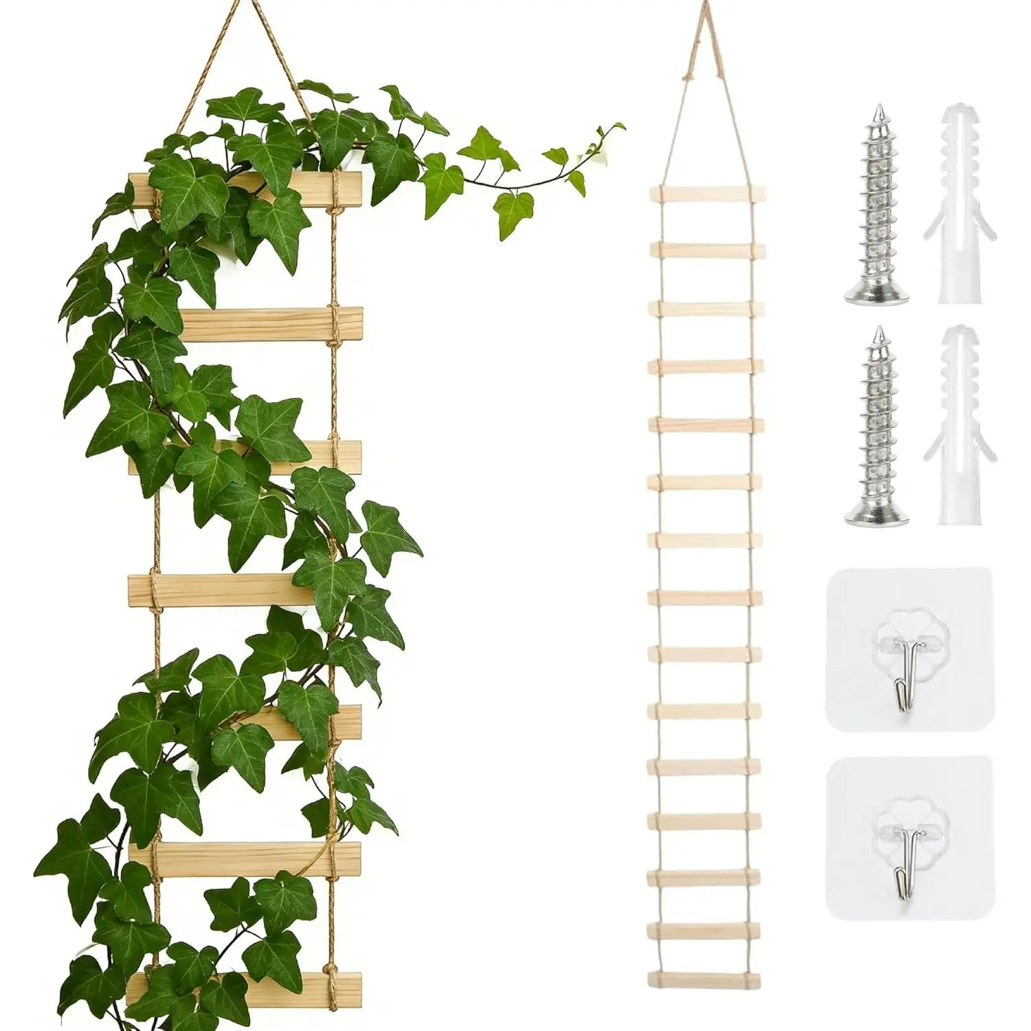 Extra Tall 6ft Wooden Ladder Trellis for Climbing Plants - Sturdy Indoor/Outdoor Plant Support,Easy Assembly & Space-Saving Vertical Garden Decor for Potted Plants, Vines, Pothos, Monstera