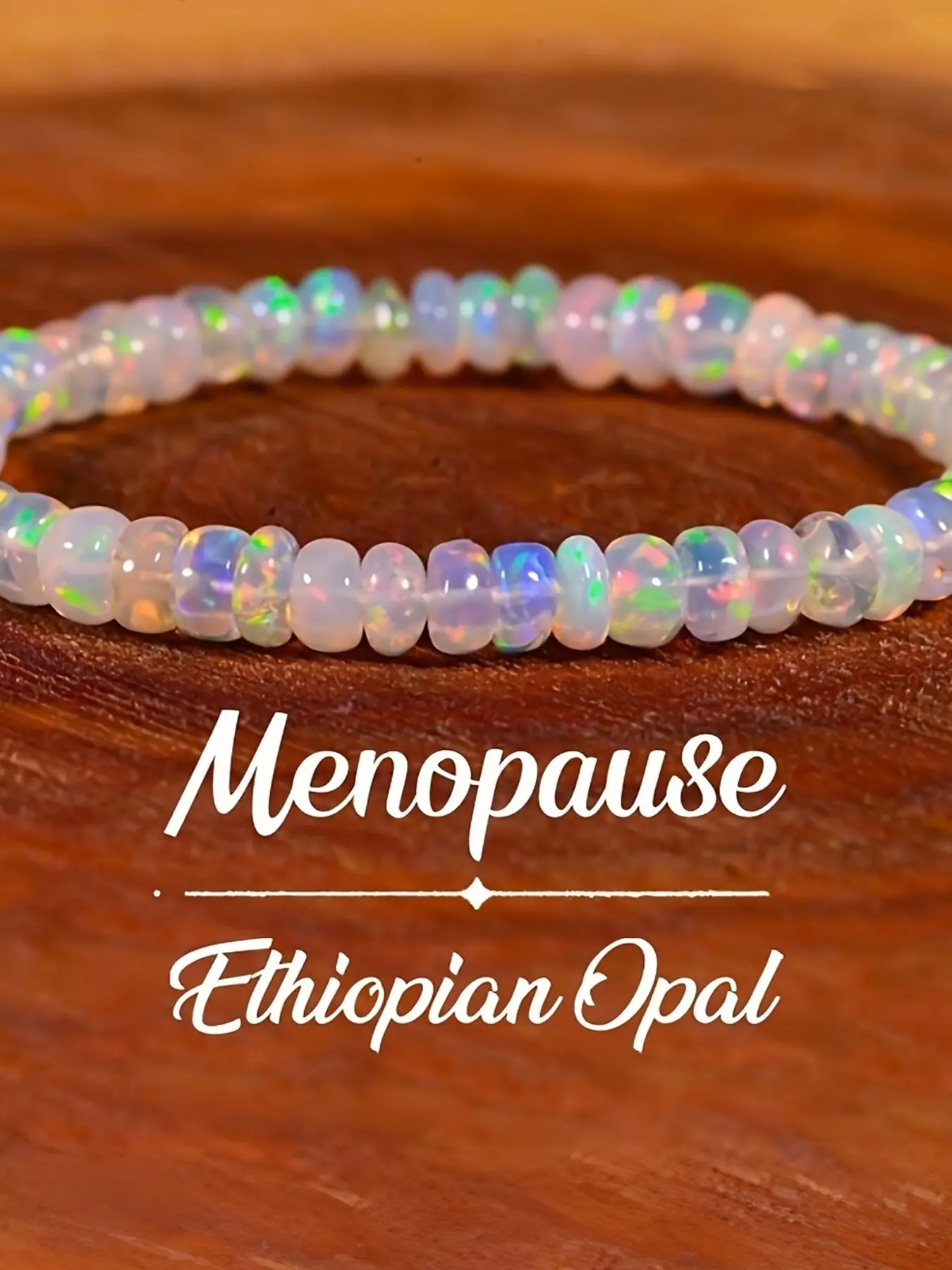 Menopause Natural Ethiopian Opal Bracelet, Stretch Elastic Cord Jewelry, Supports Emotional Balance, Perfect Gift for Women, Adjustable Bracelet