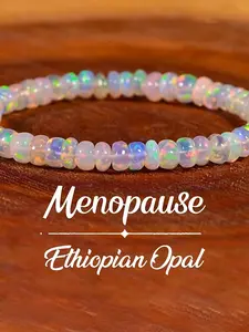 Menopause Natural Ethiopian Opal Bracelet, Stretch Elastic Cord Jewelry, Supports Emotional Balance, Perfect Gift for Women