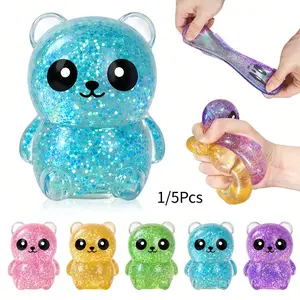 Panda Shape Stress Relief Ball, Bear Squeeze Toy, Sensory Toy, Birthday Gift, Party Favor, Unisex, 1/5pcs, Soft Gel, Pressure Release