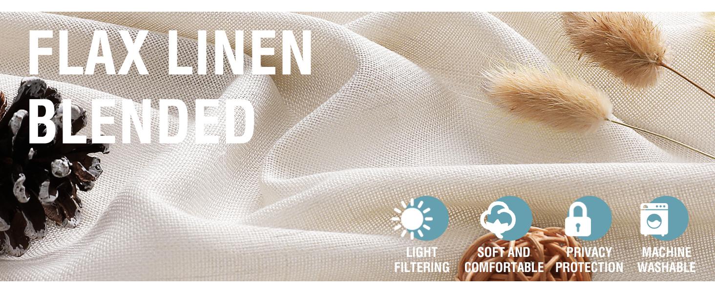 H.VERSAILTEX Decorative Linen Kitchen Curtains - linen Curtains Bedroom Window Treatments for Living Room / Rich Linen Curtain Panels and Drapes, Classic Nickel Grommet, Natural, 2 Panels