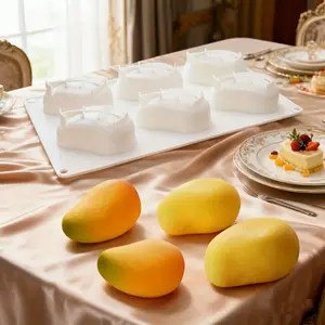 1PC 6 Cavity Silicone Mango Shape Mold | Fruit Design Jelly Mousse Cake Pan | Heat Resistant Easy Release for Ice Cream Pudding Chocolate Dessert | Perfect for Christmas Easter & DIY Baking Gifts