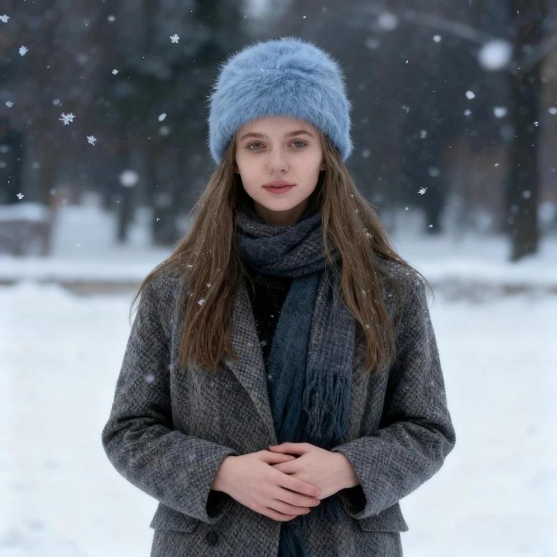 Winter Warm Unisex Y2k Beanies Leisure Outdoors Soft Fluffy Angola Winter Knitted Hat Female Plush Windproof Bonnet Skullies Cap