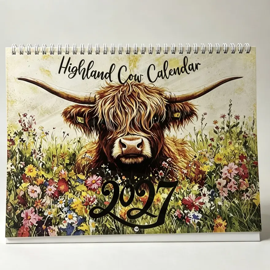 2027 Highland Cow Calendar, Bucket List Wish List Planner, Weekly Planner, Home Use Daily Schedule, New Year Gift, Elegant Hanging Wall Calendar, Calendars Planners