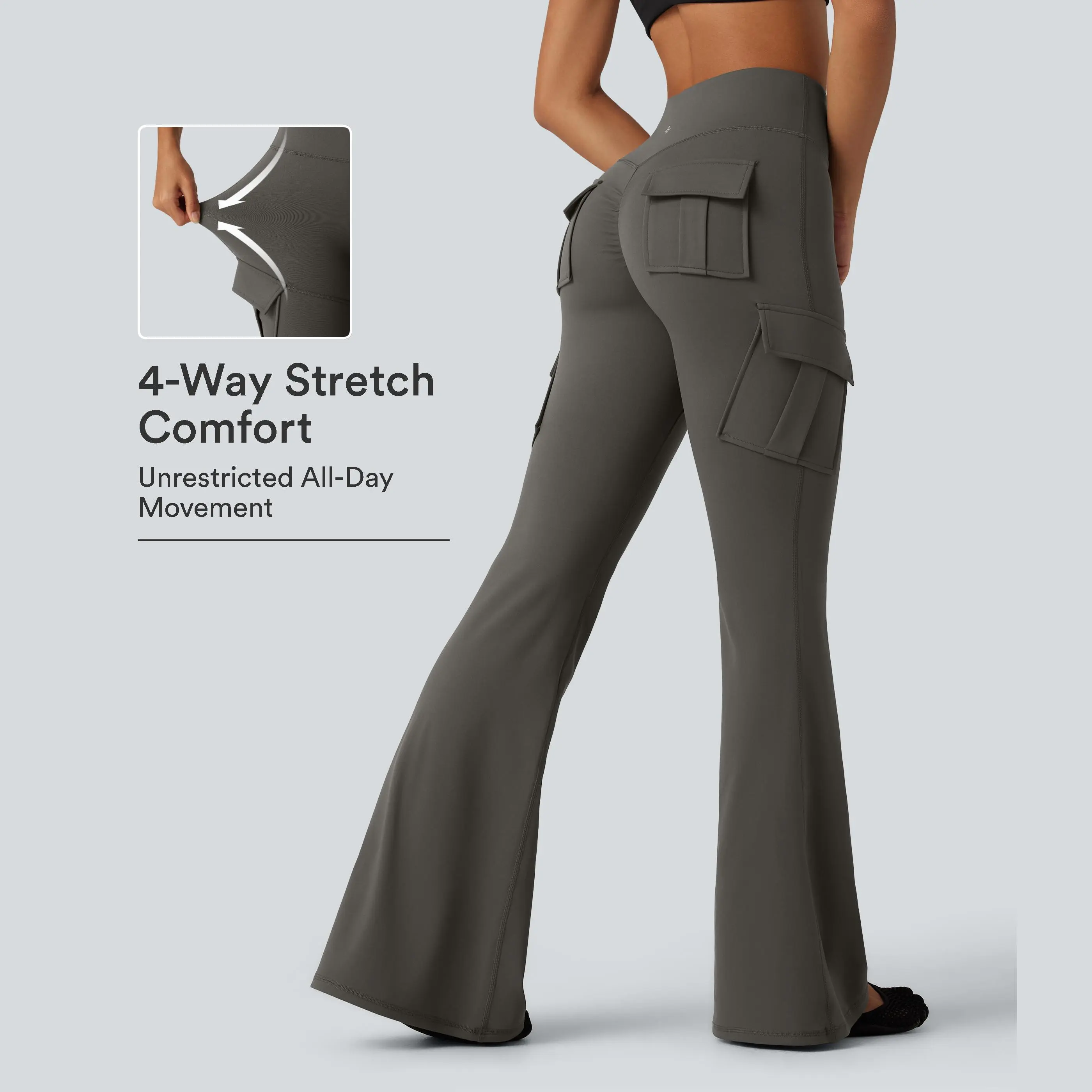 Halara DayStretch High Waisted Flare Cargo Skinny Yoga Leggings with Pockets #BackToSchool