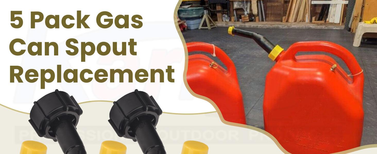 5 Pack Gas Can Spout/Fuel Gas Can Jug Spouts Nozzles Rings and Caps for Blitz 900302 900092 900094 Old Style Fits Gas & 4 Gal, 5 Gal Can