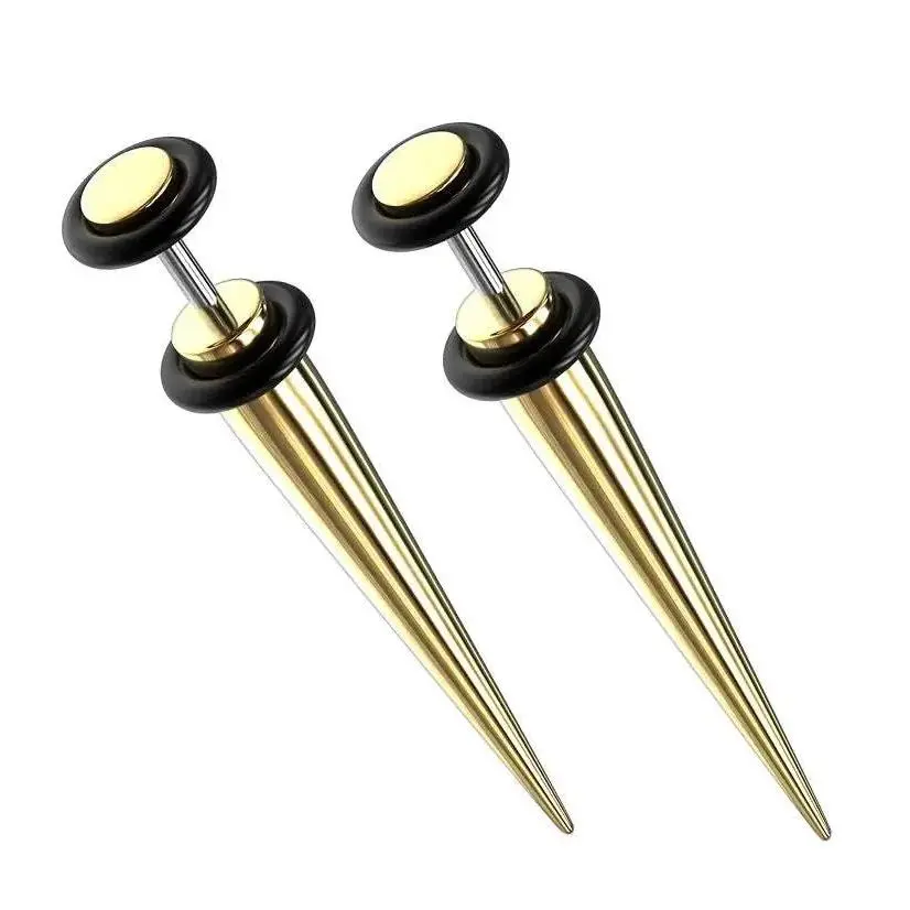 16G Gold PVD Stainless Steel Fake Tapers - Gauges