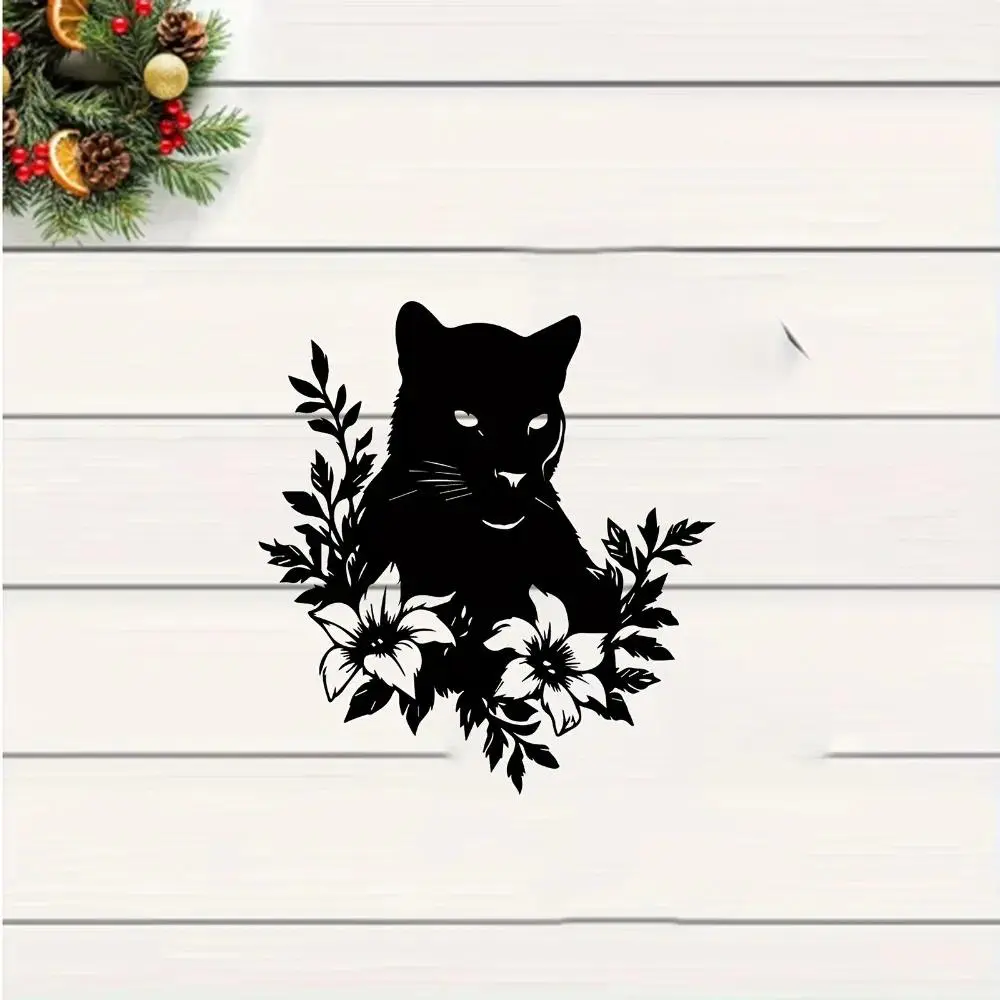 CIFBUY Panther Iron Metal Wall Art, Weather Resistant Wildlife Sculpture Hanging Decor & Living Room Garden Wall Ornament