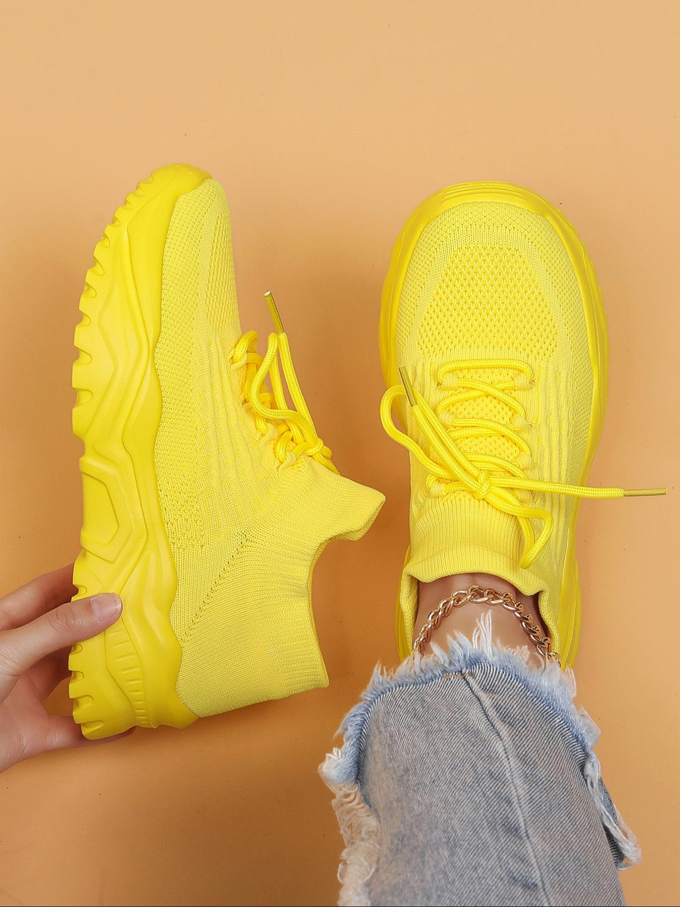 Women's Fashion Sportive Plain Color Lace Up Sneakers, Casual Comfortable Sports Low Top, Trendy Mesh Breathable Shoes for Daily Life, Breathable Walking Sneakers, Thick Sole Sneakers