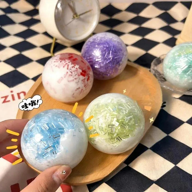 Squishy Slow Rising Crushed Ice Handmade Ball | Stress Relief Sensory Fidget Toy for Anxiety ADHD Autism Kids Adults mesh birthday gift moldable non-rebound rubber band oobleck creative slow-return cube butter stick swap jumbo baby rise super braintoy