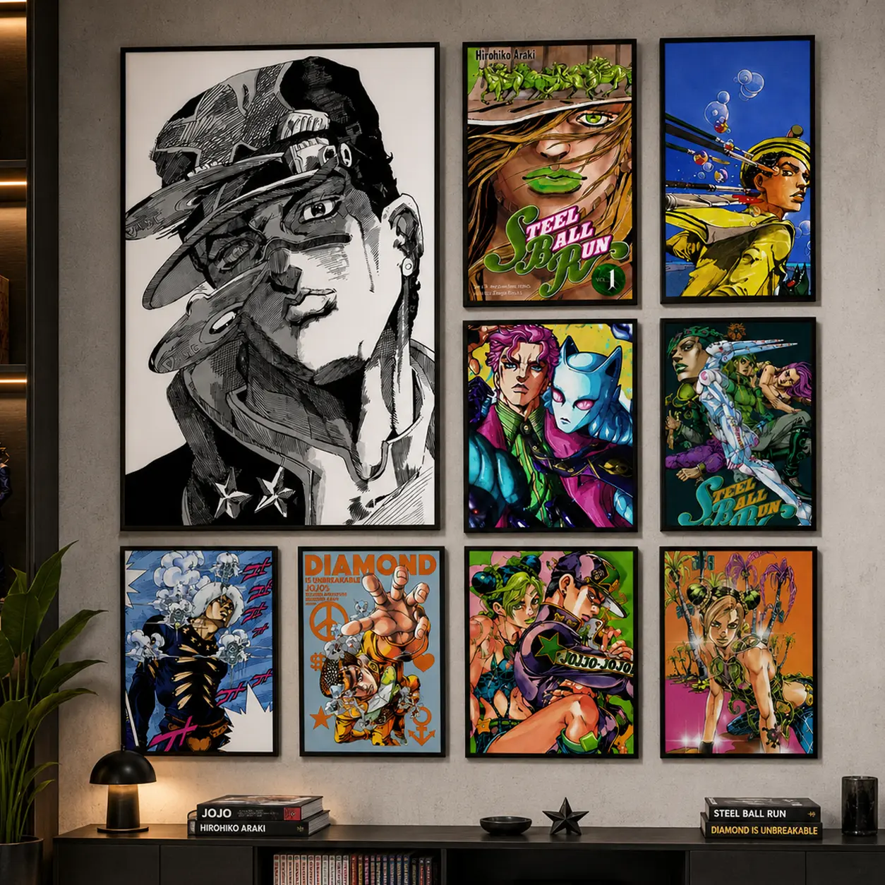 Japanese Manga Style Canvas Wall Art, Retro Anime Inspired Artwork Poster, Poker Theme Graphic Print, Otaku Room Decor for Bedroom Dorm Gaming Room Cafe Office, Japanese Pop Culture Aesthetic Wall Decoration, Manga Style Home Interior Artwork