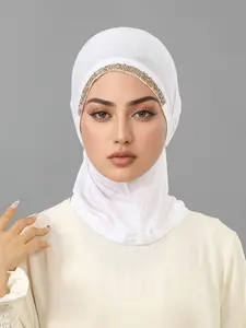 Modal High Elastic Tube Cap, Classic Solid Color with Sequin Decoration, Soft Sleep Cap for Daily Wear, Comfortable and Stylish Headwear, Hijab Undercap