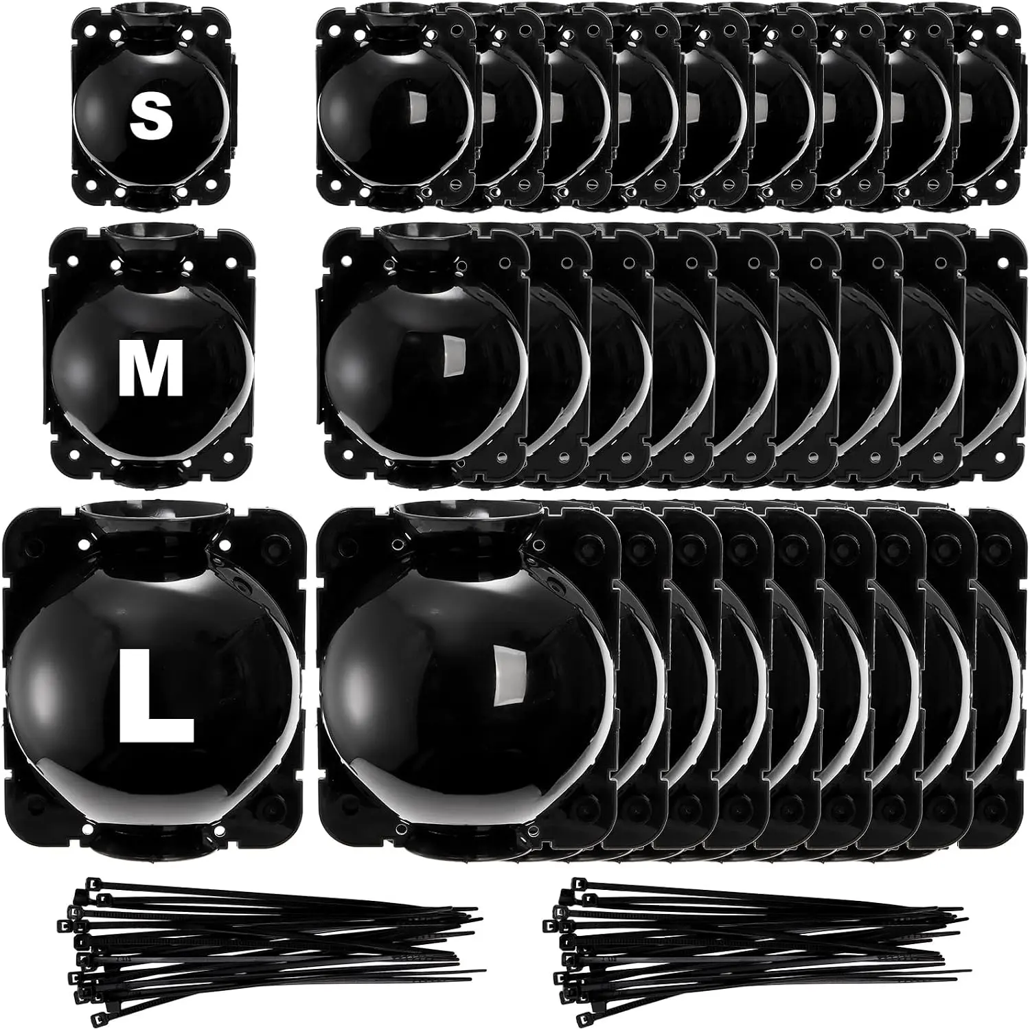 30 Pack 3 Sizes Plant Root Growing Box with 120 pcs Zip Ties, Air Layering Propagation Ball Kit Reusable Tree Rooting Grafting Tools, Root Propagation Ball Set for Fast Propagation
