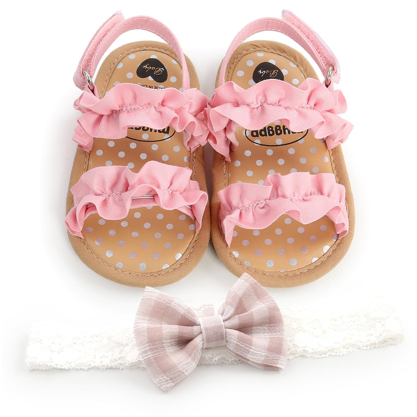 Baby girl summer sandals, non-slip soft-soled ruffle flats, toddler shoes