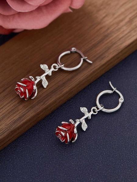 1 Pair Colorful Floral Print Socks, Comfortable Stretchy Crew Socks for Women & Men, Casual Daily Wear Accessories Punk Style Earrings