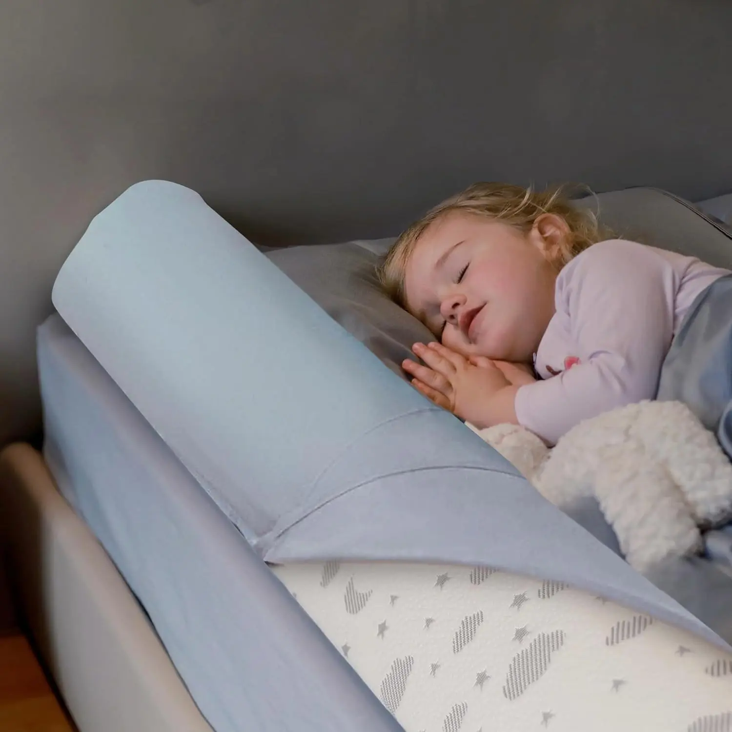 Toddler Bed Bumper 52" x 5" Foam Rail Guard with Non-Slip Stability, Safer & More Secure Convex Design, Fits Twin, Full, Queen & King Mattresses(Gift)