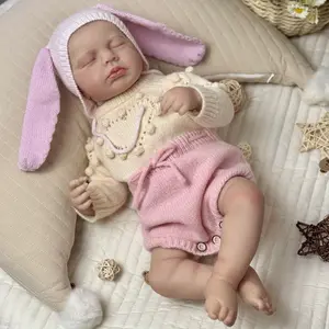 Whimsy & Wit-48cm/19inch 3D Skin with Visible Veins LouLou Reborn Asleep Baby Doll Toy for Kids Vinyl Limbs Cloth Body Babies Doll Lifelike Handmade Gift,Realistic Weighted Reborn Baby Doll,Girl Gift sleeping