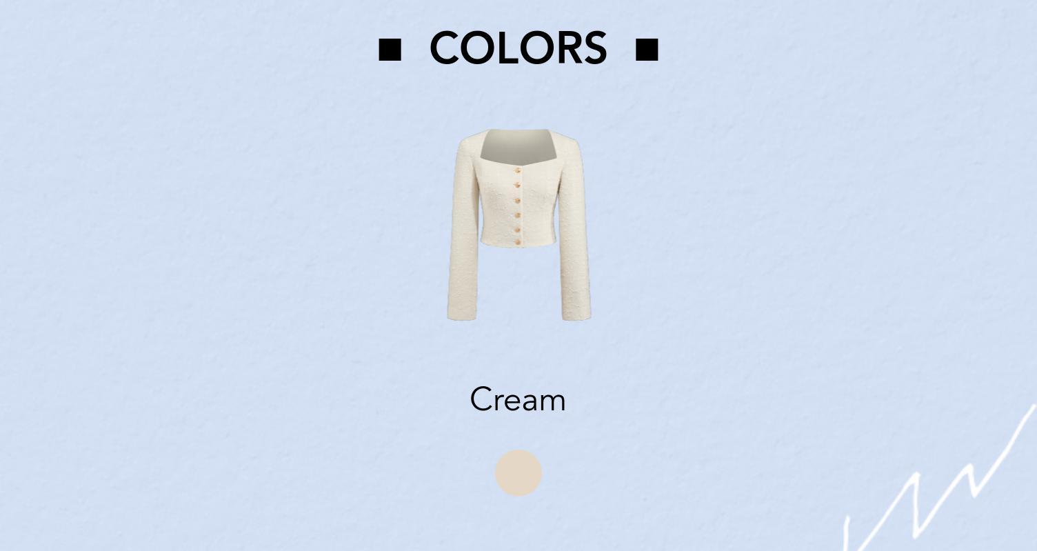 Cider [size 2-10] Tweed Square Neck Solid Button Crop Jacket