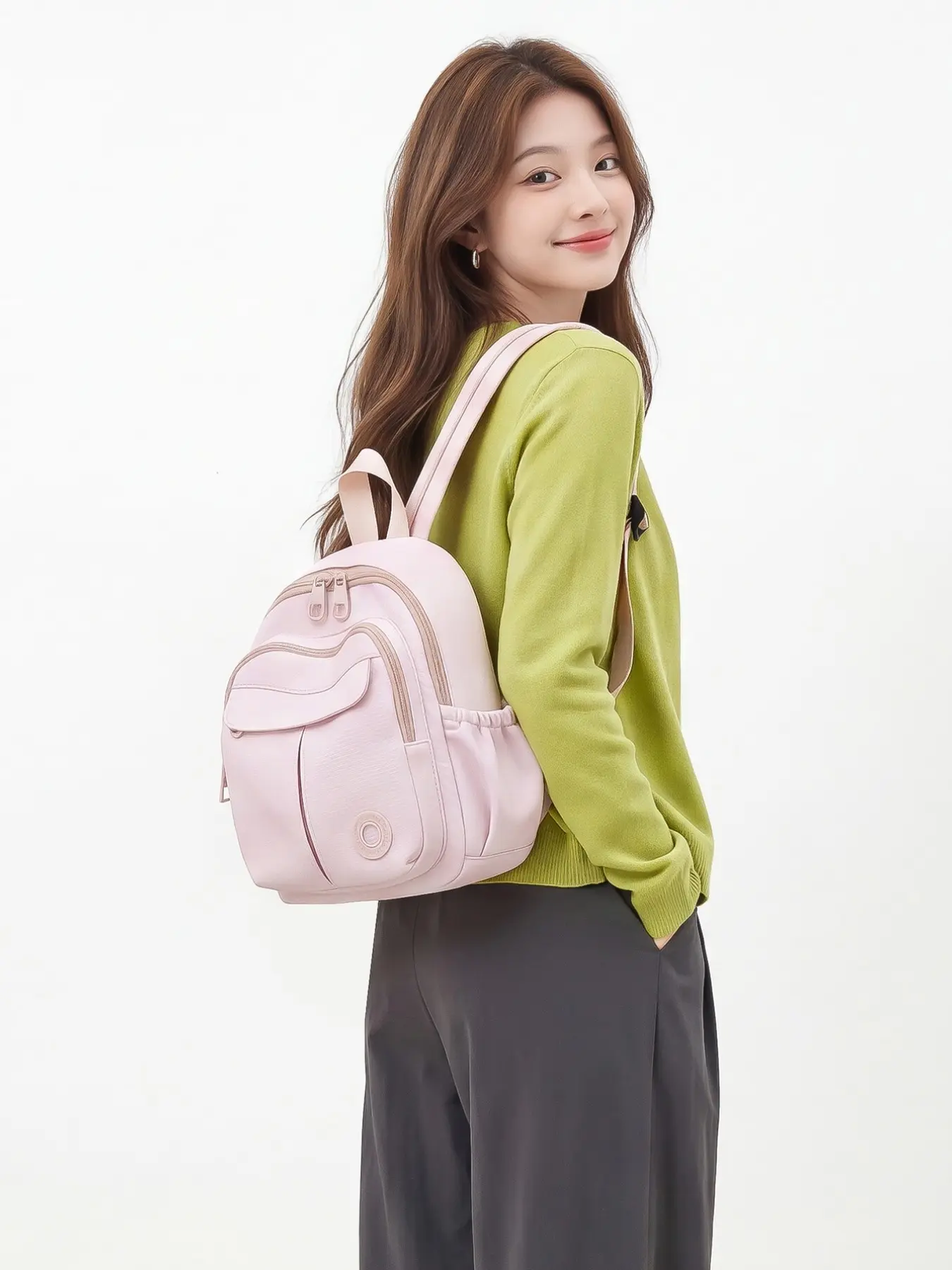 Minimalist Plain Mini Backpack, Lightweight Waterproof Casual Small Backpack, Multi-Layer Short Trip Backpack, Anti-Theft Lady Bag
