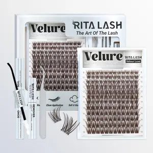 RITALASH 144Pcs Dark Brown Velure Lash Collection Upgrade Lashes with Ultra-Dense, Waterproof, Long-Lasting Lashes | Venus Velure | Beginner-Friendly Lashes for a Flawless Look | Trendy & Must-Have Clusters