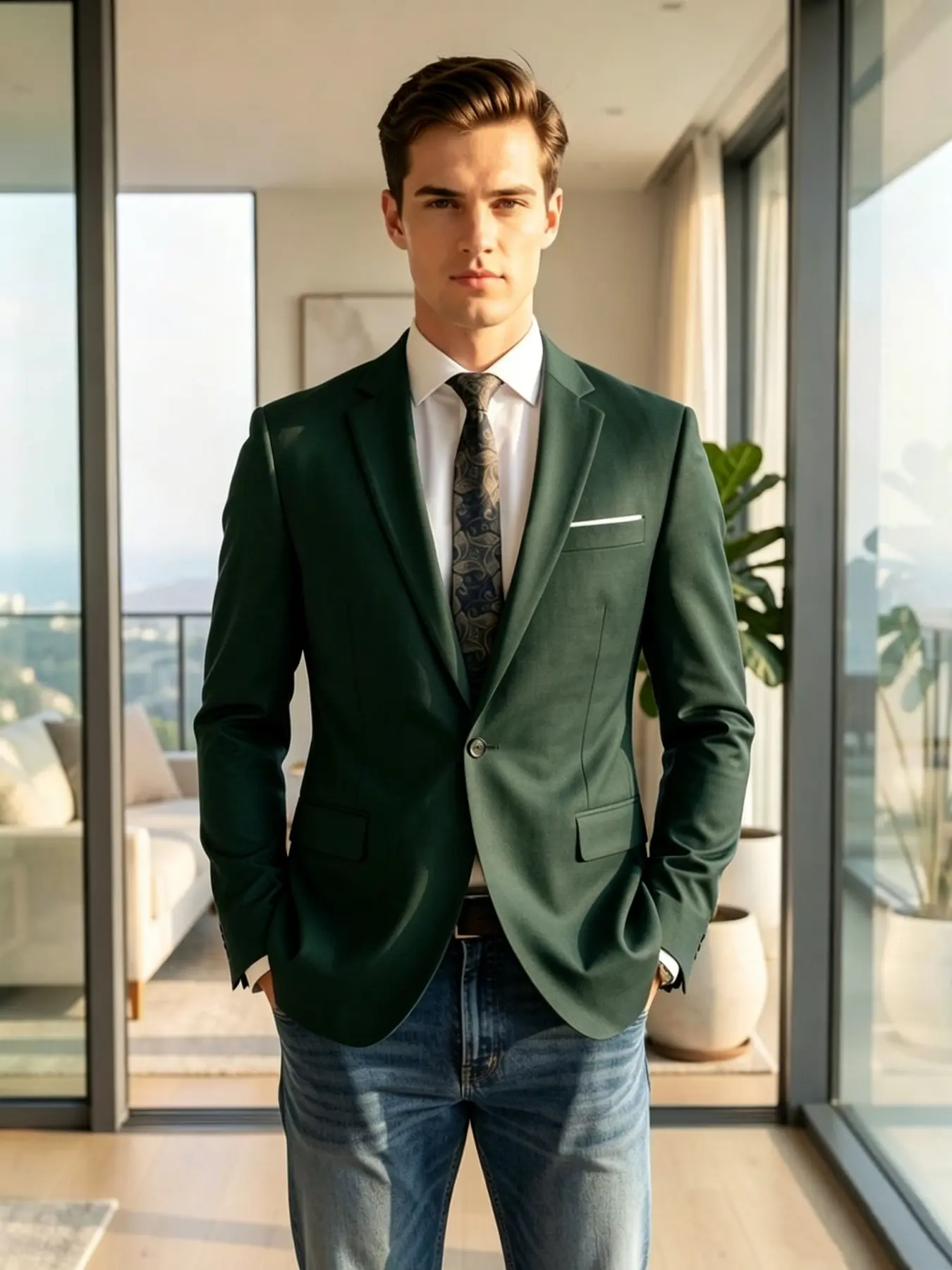 Men's Premium Formal Blazer Solid Color Single Breasted Elegant Party Wedding Office Jacket Menswear