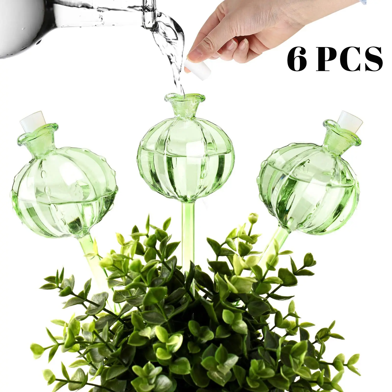 6 Cactus-Shaped Automatic Watering Devices with Plastic Balls, Easy Install No Battery Needed, Decorative Plant Stakes for Gardening, Automatic Watering Kit