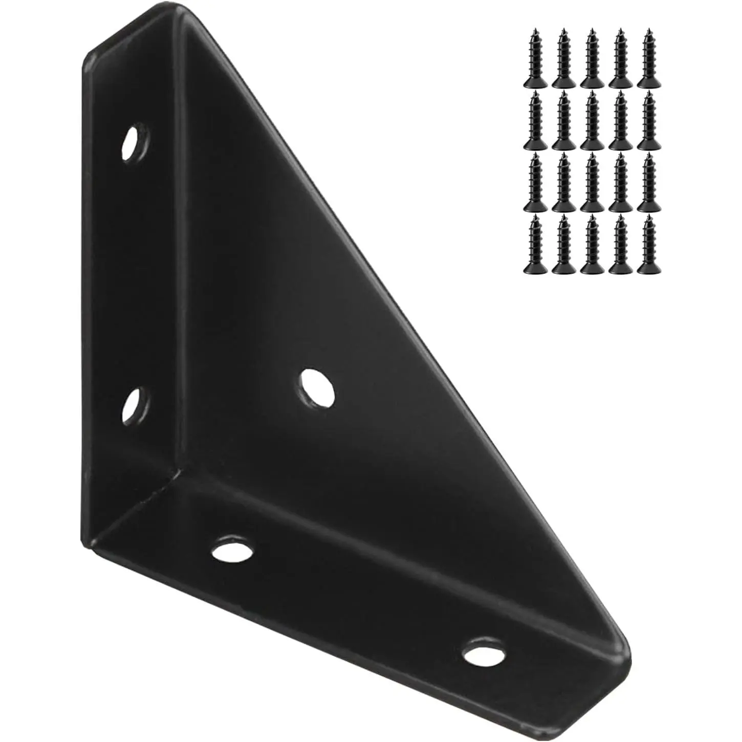 4-Count Trapeziform Cold Rolled Steel Angle Brackets, Heavy-Duty High-Strength Metal Shelf Supports, Fasteners for Desk, Bed Furniture Joining & Metal Surfaces