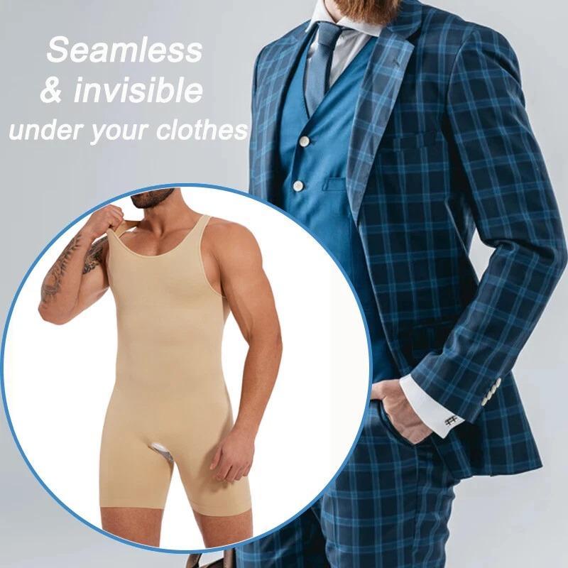 Men's Tummy Control Bodysuit Waist Trainer Compression Bodysuit Seamless Shapewear Full Body Shaper Open Crotch Comfortable Solid Breathable Underwear shaping