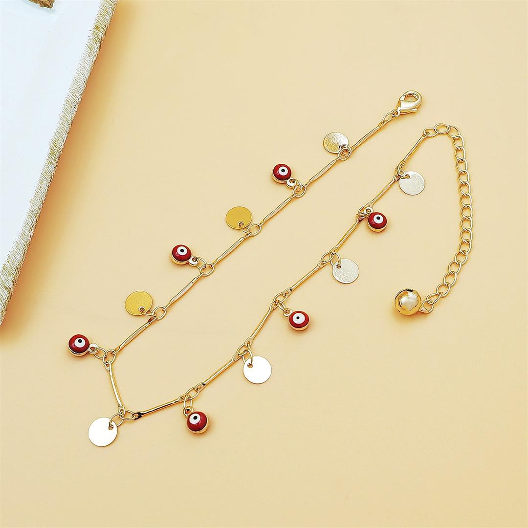 Colorful Evil Eye Bracelet for Women Crystal Paved Hollow Circle Moon Star Charm Bracelet Boho Trendy Stackable Jewelry Dainty Aesthetic Accessory for Daily Beach Party Vacation & Gifts